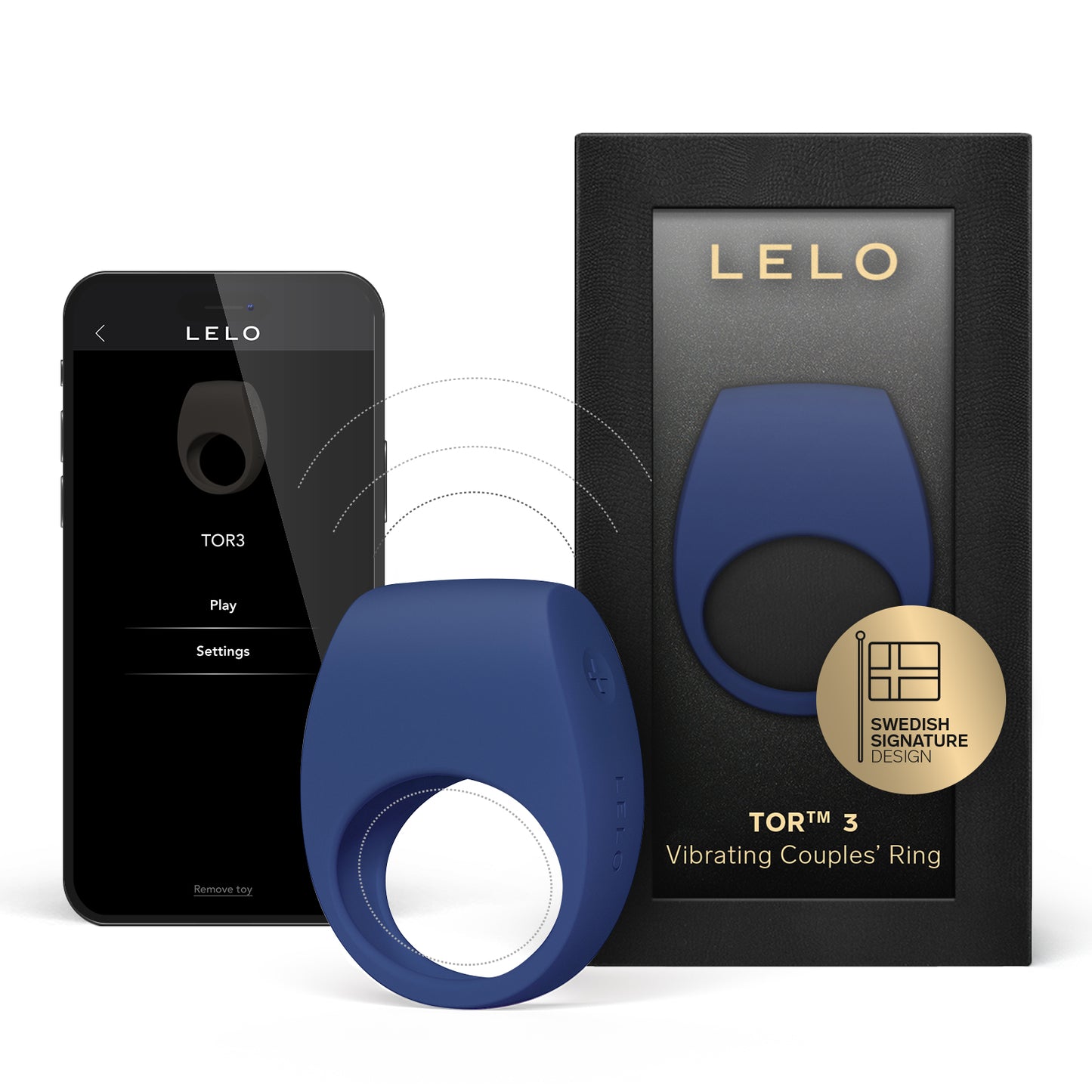 TOR 3 cockring vibrant de Lelo - Bleu foncé