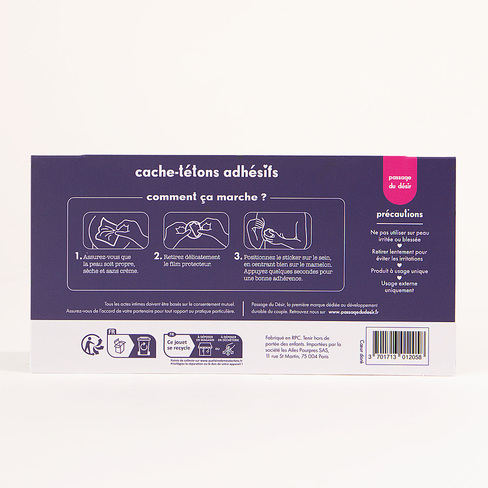 Cache-tétons Passage du Désir - Coeurs dorés