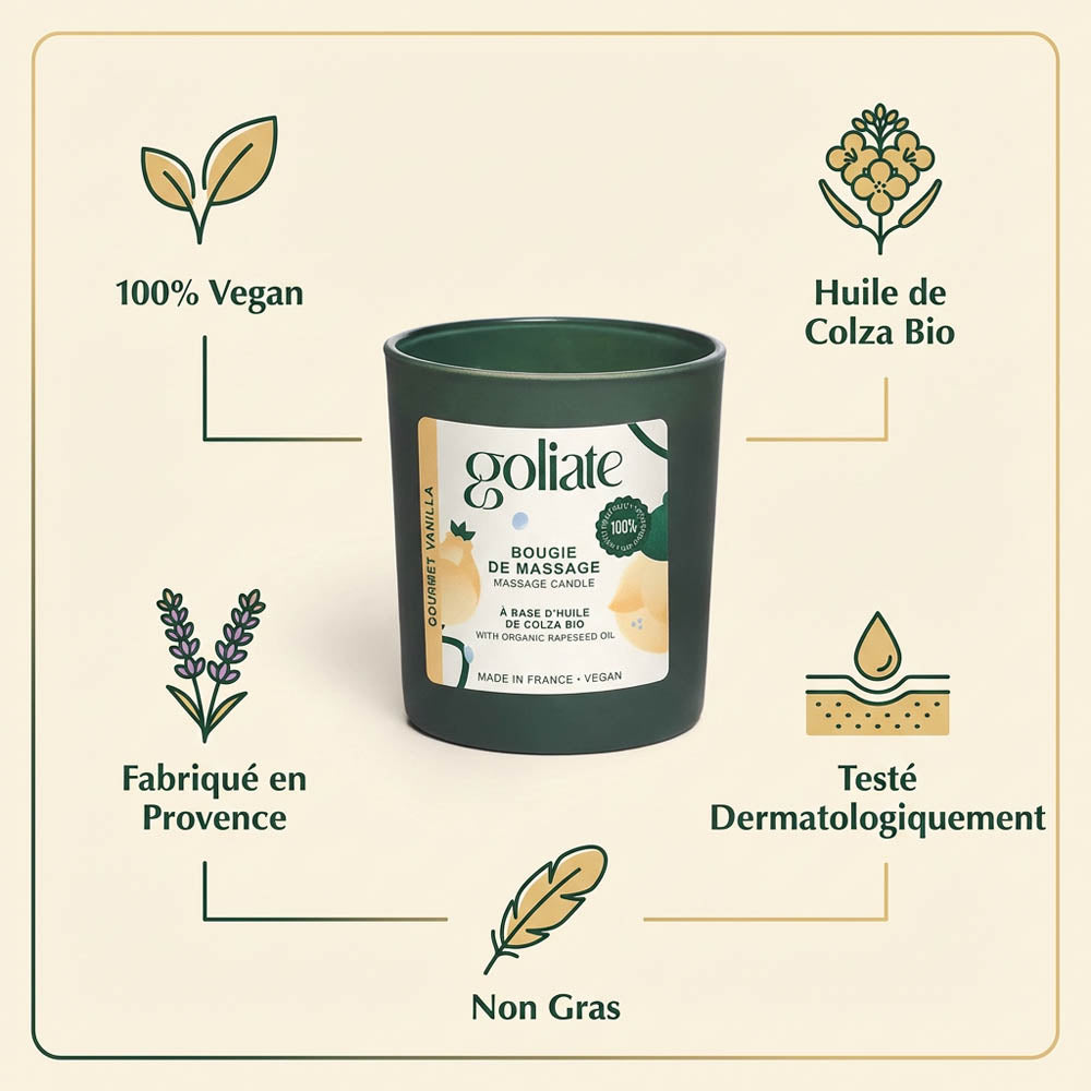 Bougie de massage bio parfum intense - Vanille