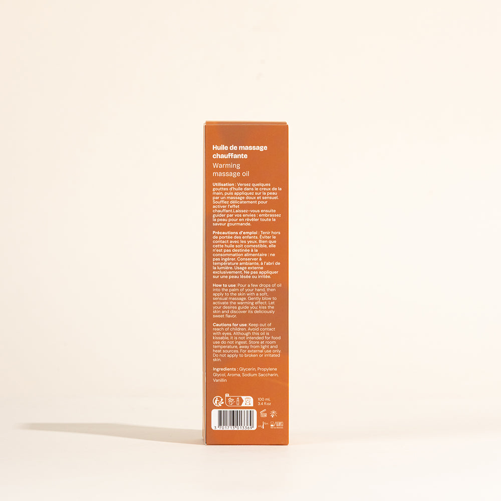 Huile de massage gourmande et chauffante - Caramel