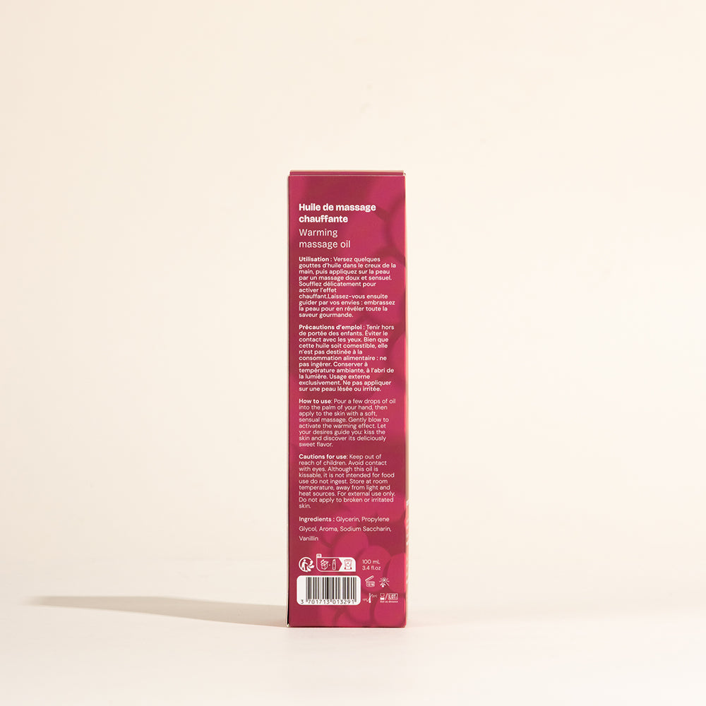 Huile de massage gourmande et chauffante - Framboise