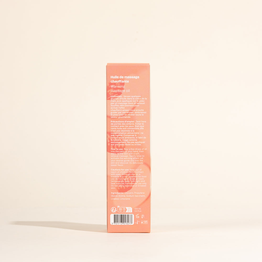 Huile de massage gourmande et chauffante - Pêche