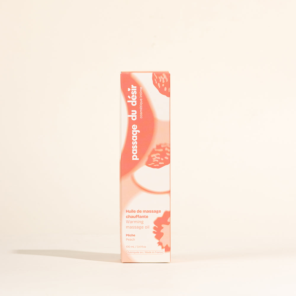 Huile de massage gourmande et chauffante - Pêche