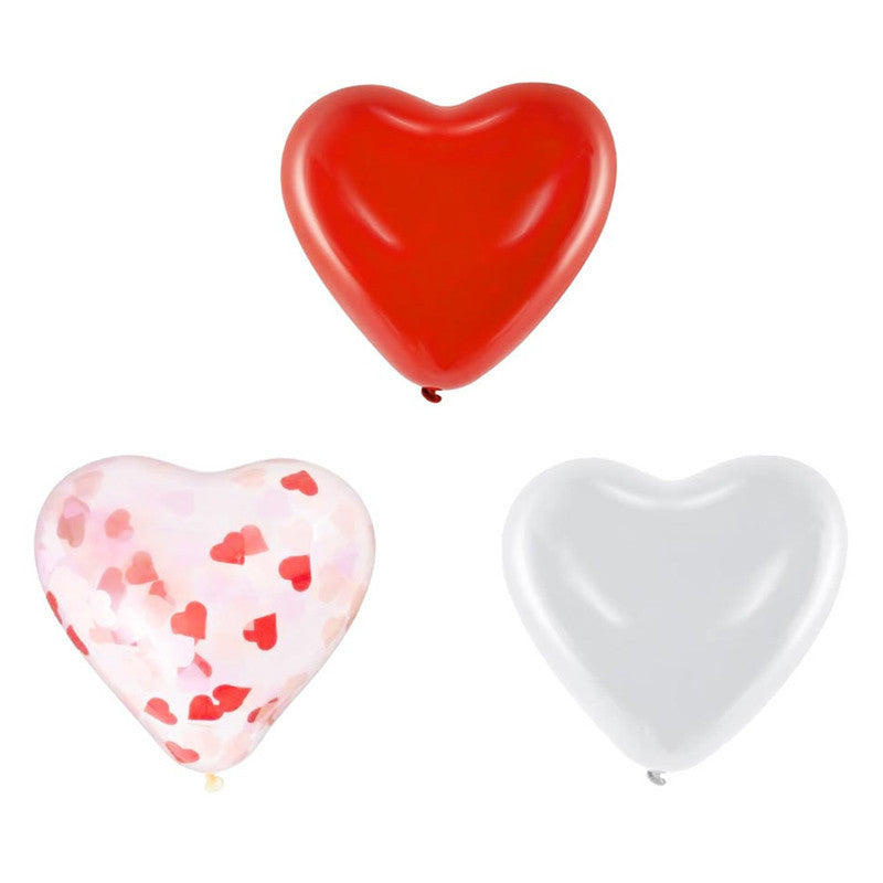 Ballons cœur et confettis x6 - Ballons coeur et confettis x 6