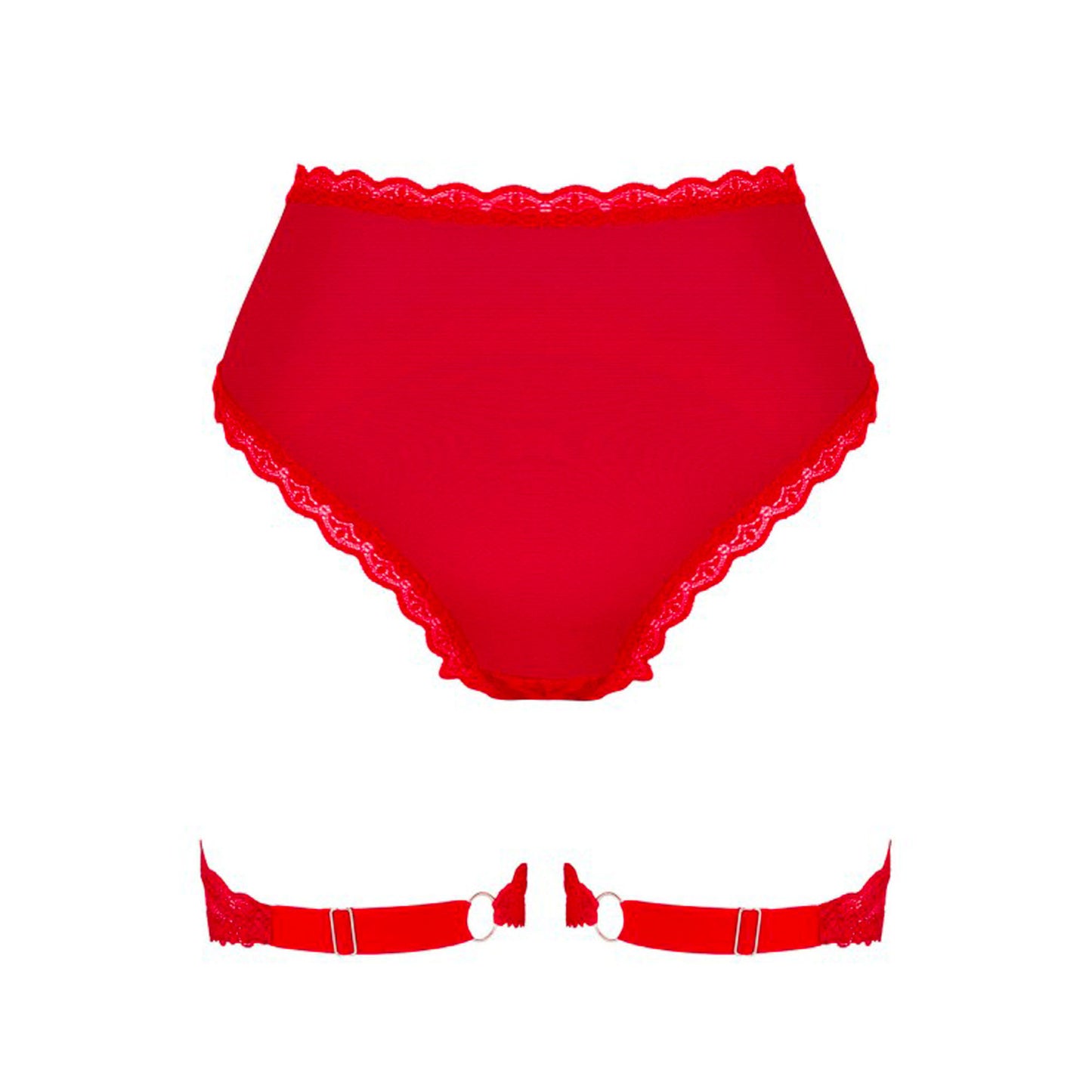 Red lace garter belt panties Belovya Obsessive - XL/2XL
