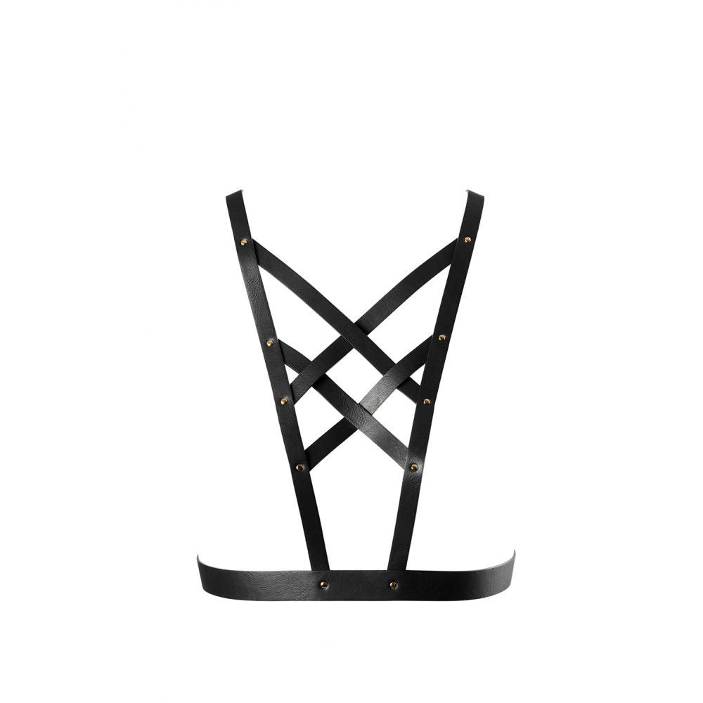 BDSM cross bust harness - Black