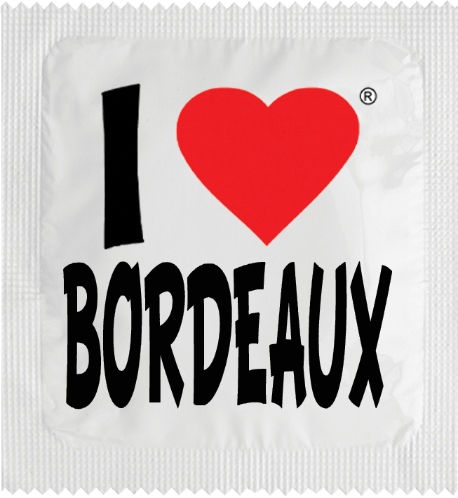 Humoristische Kondome nach Wahl - I love Bordeaux