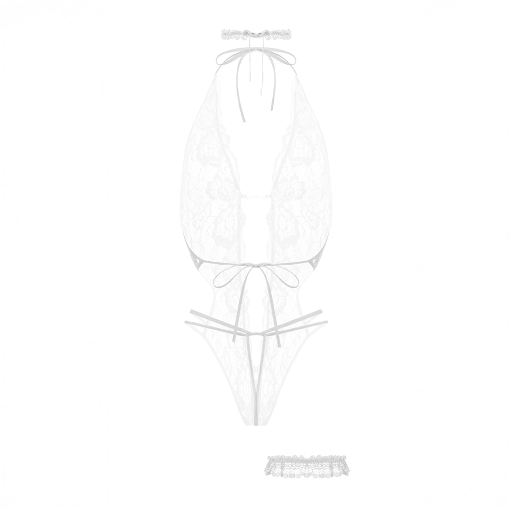 Renée open bodysuit Christine Le duc - Blanc