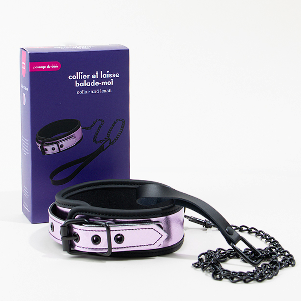Collier et laisse Balade-moi - Rose