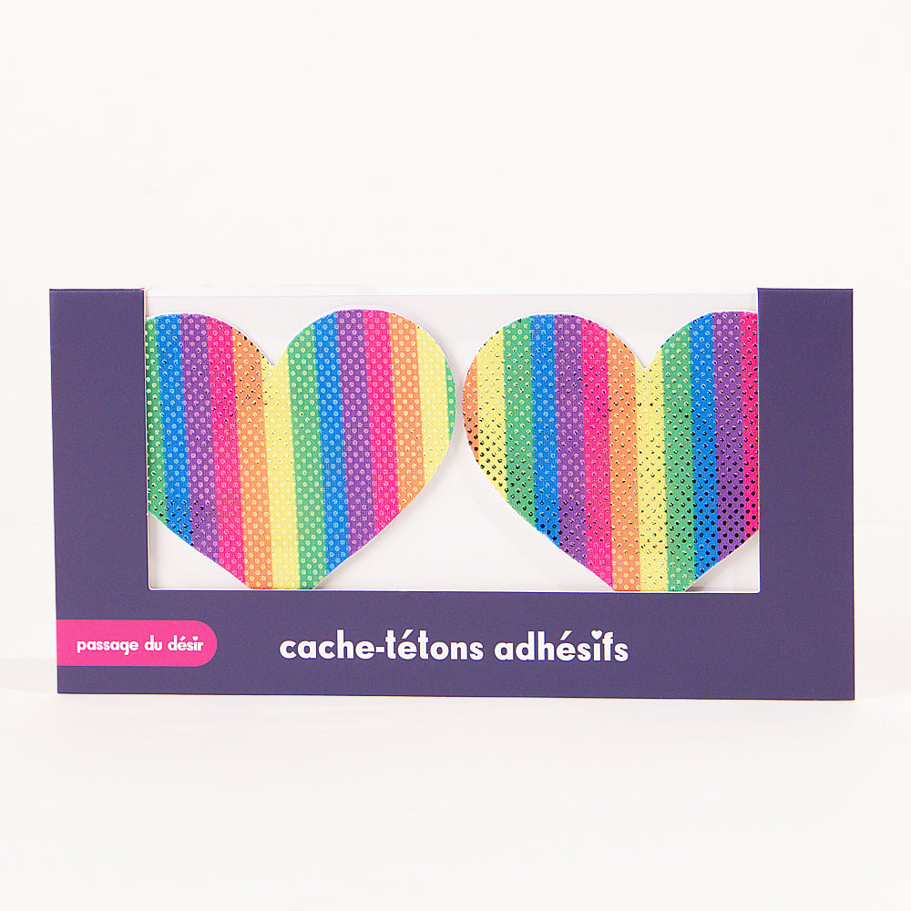 Cache-tétons Passage du Désir - Coeurs rainbow