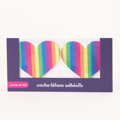 Cache-tétons Passage du Désir - Coeurs rainbow