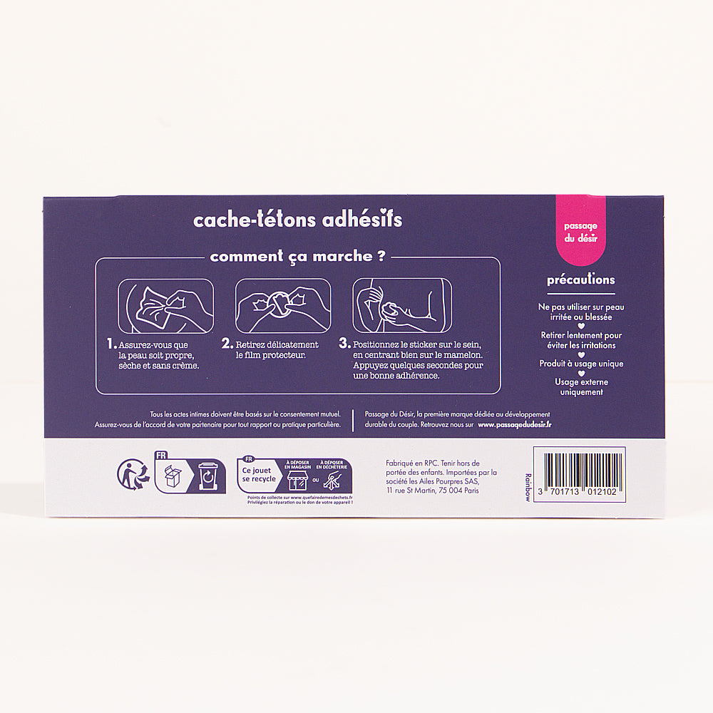 Cache-tétons Passage du Désir - Coeurs rainbow