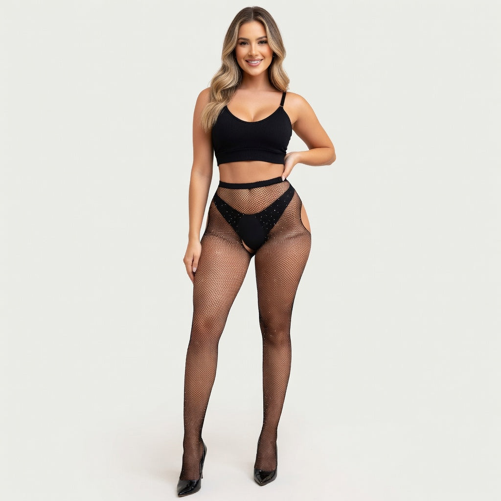 OhYeah rhinestone fishnet open tights - OhYeah rhinestone fishnet open tights