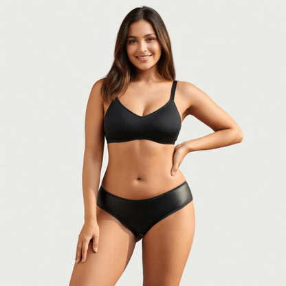 Culotte ouverte en simili cuir noir OhYeah - Culotte ouverte en simili cuir noir OhYeah