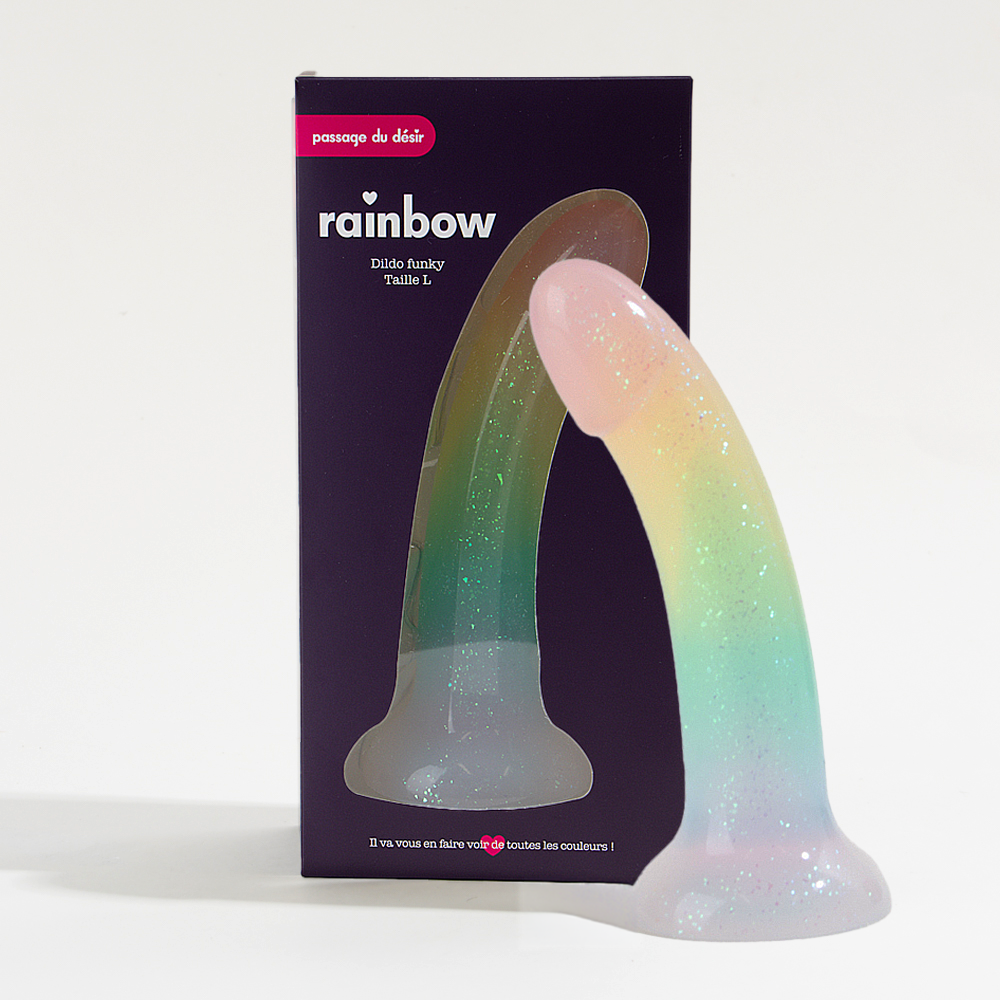 Funky suction cup dildo  - Rainbow