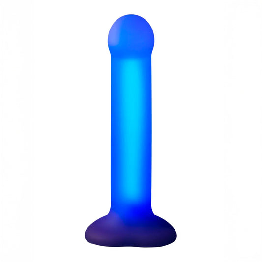 Ein blaues und violettes Kondom