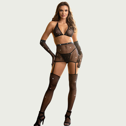 Ensemble 3 pièces résille et strass OhYeah - Ensemble 3 pièces résille et strass OhYeah