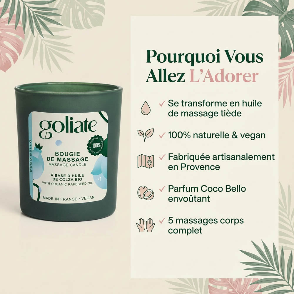 Bougie de massage bio parfum intense - Coco
