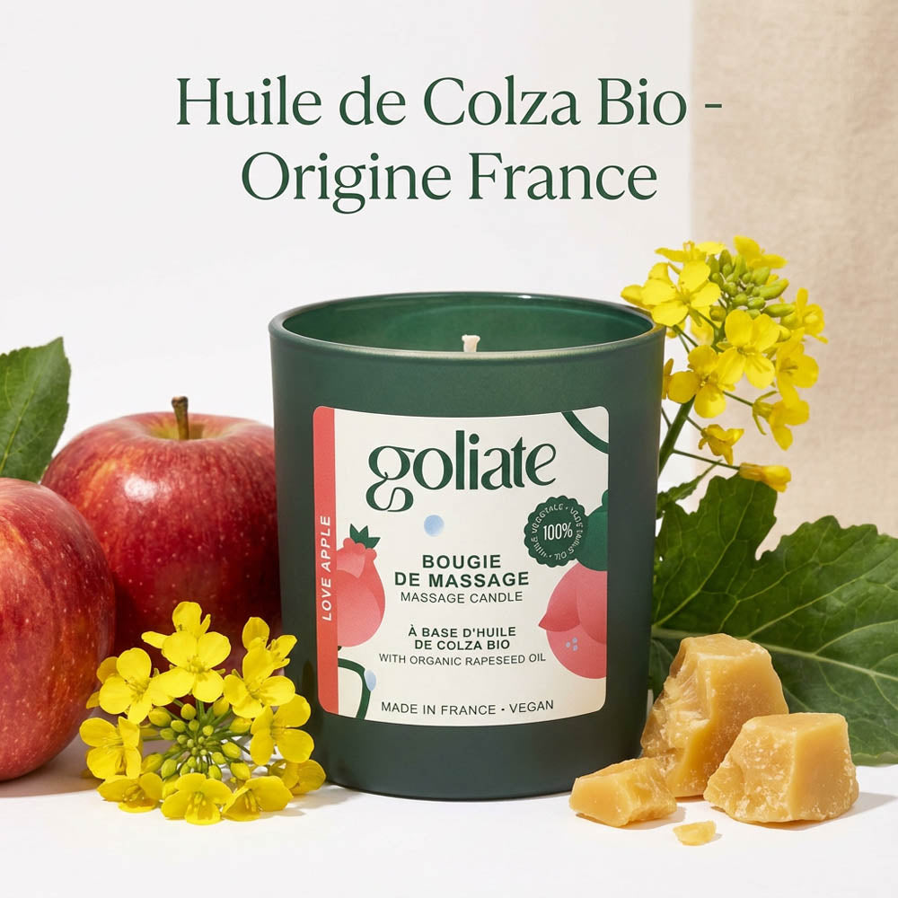 Bougie de massage bio parfum intense - Pomme