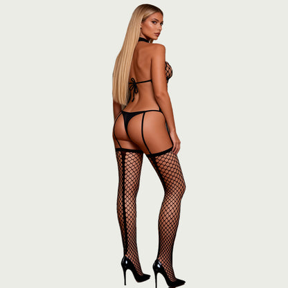 Netzstoff-Body mit Strumpfhaltern und Strümpfen OhYeah - Netzstoff-Body mit Strumpfhaltern und Strümpfen OhYeah