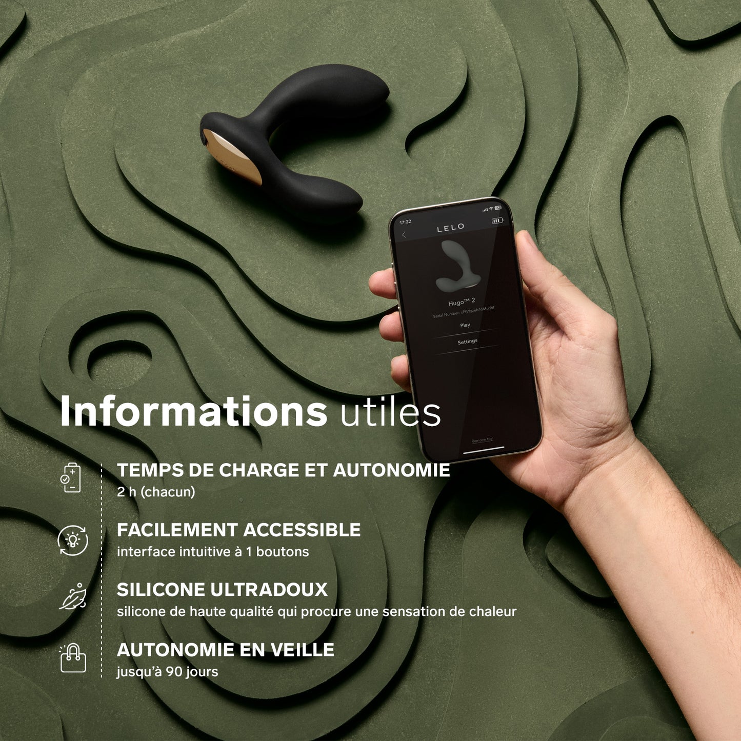 Hugo 2 connecté de Lelo - Noir