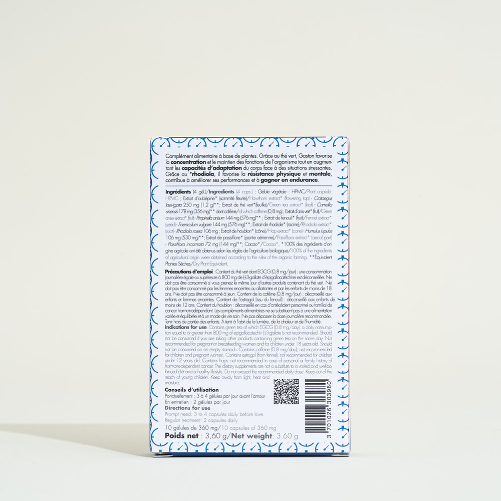 100% organic men's delayer for man Gaston Étalon
 - 10 capsules