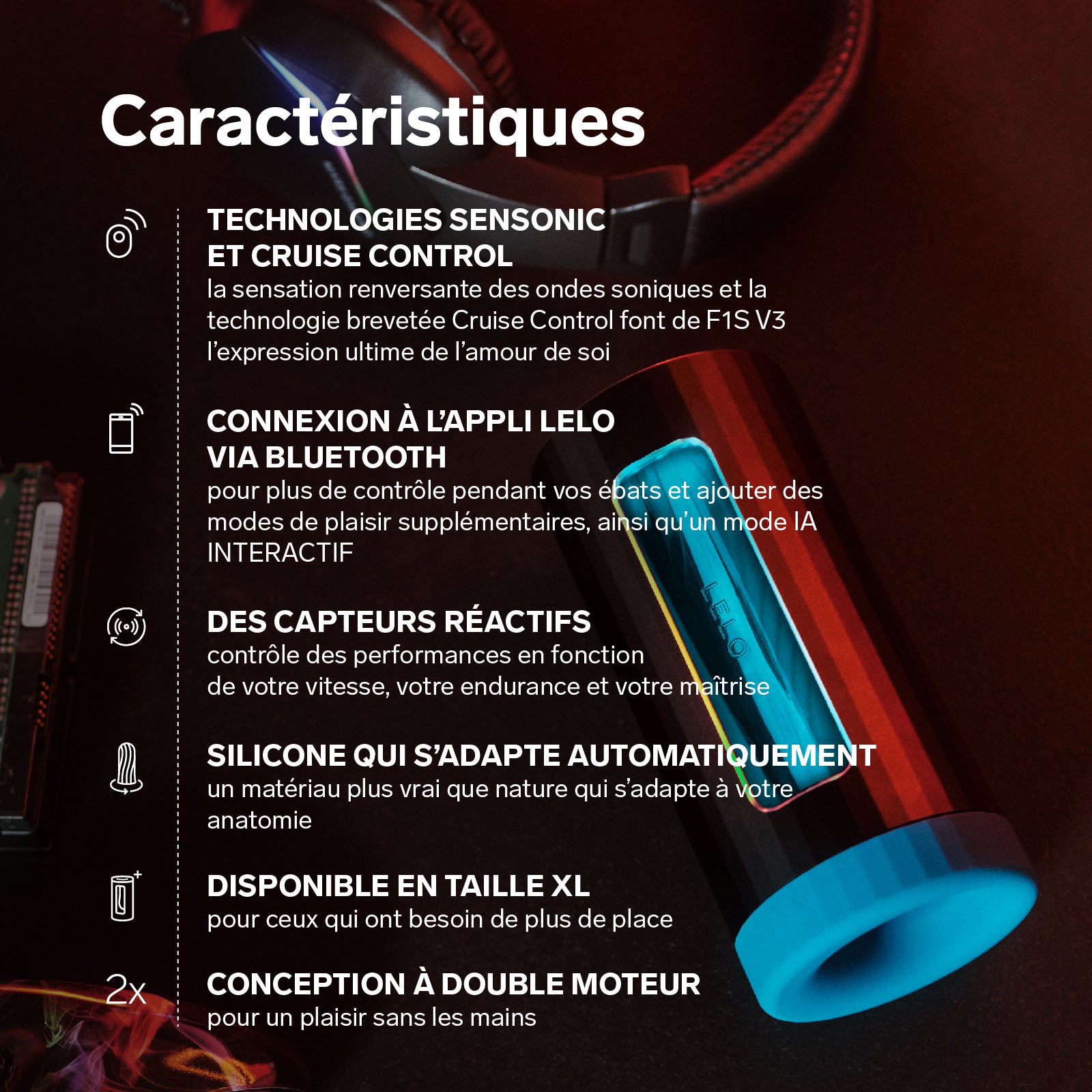 F1S V3 de Lelo Masturbateur contrôlé par IA - Rouge