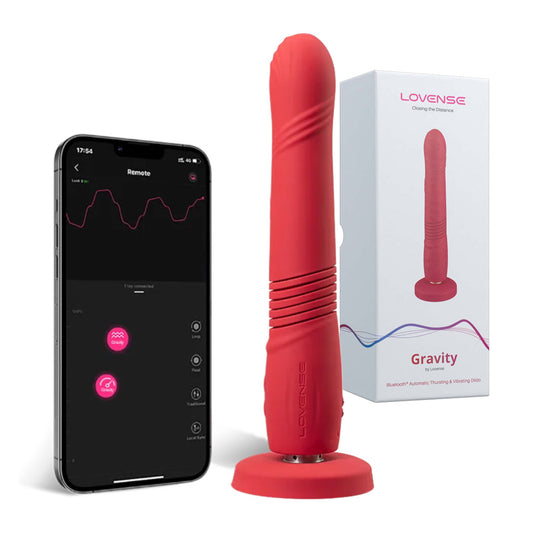 Gravity Dildo mit Auf-und-Ab-Bewegung verbunden