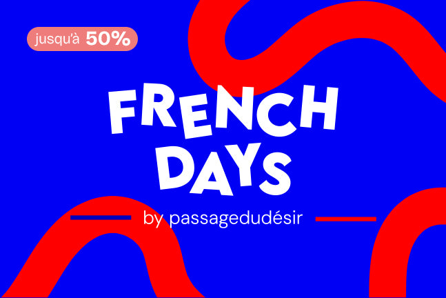 a blue and red banner with white text