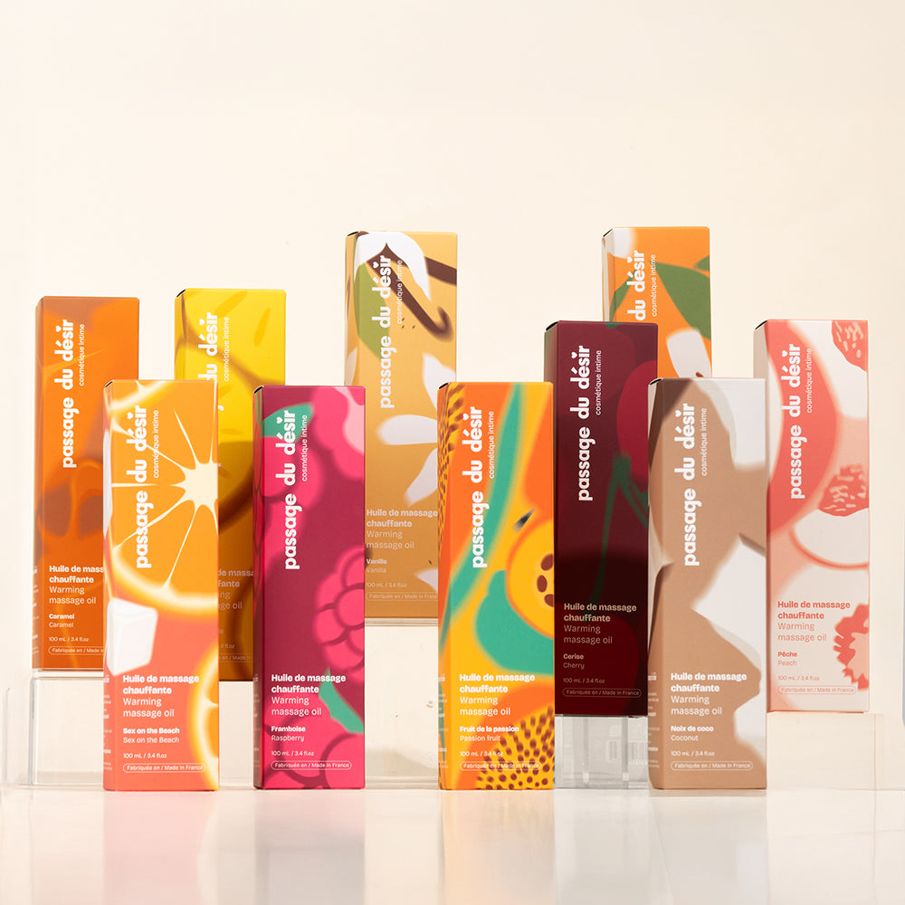 Huile de massage gourmande et chauffante