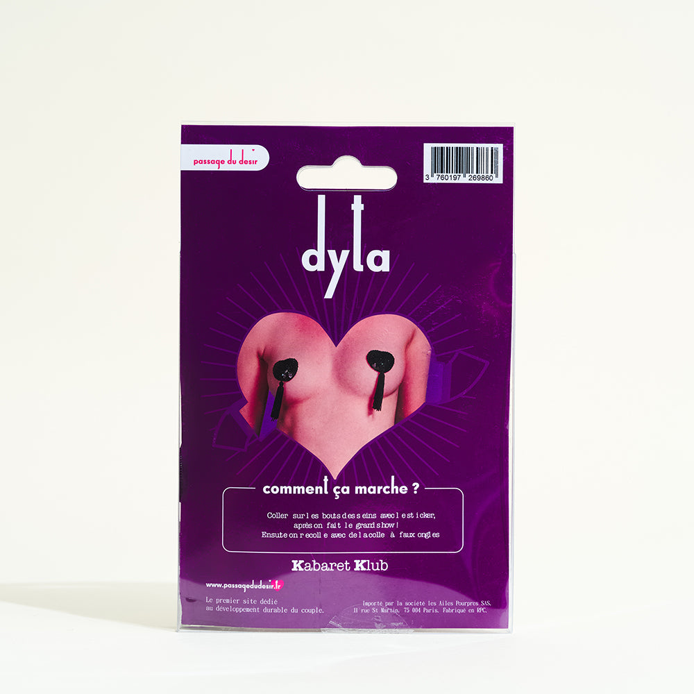 Dyta Sequin Heart Nipple Covers - Black