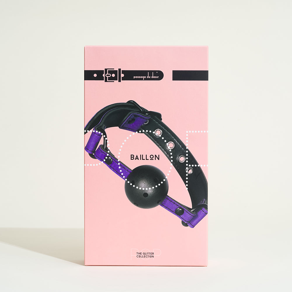 Bâillon boule Pop - Violet pailleté