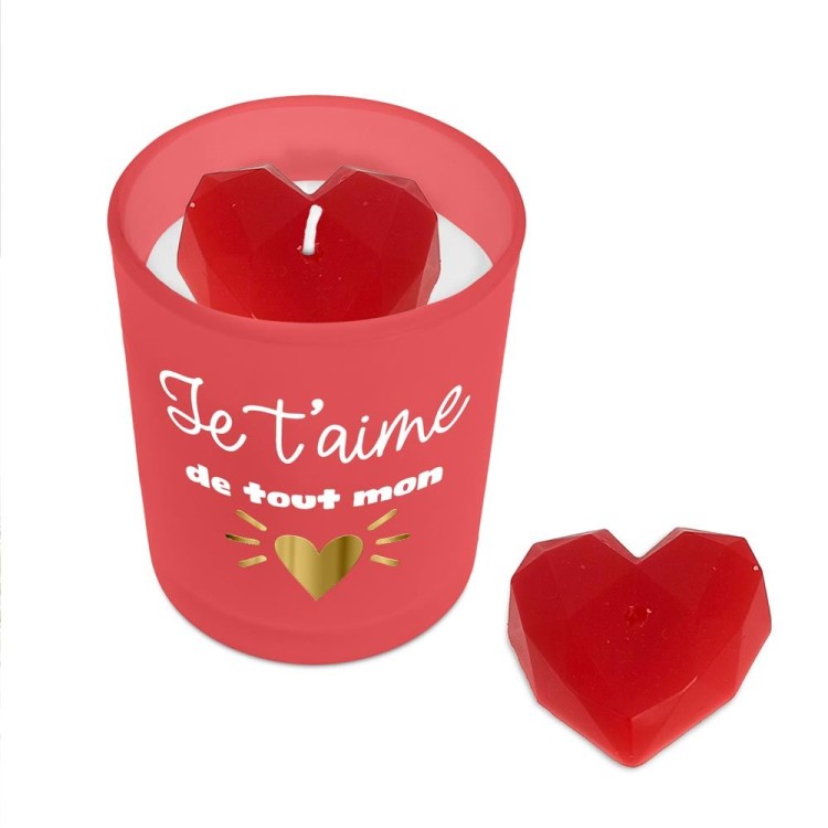 Bougie Je t’aime de tout mon cœur