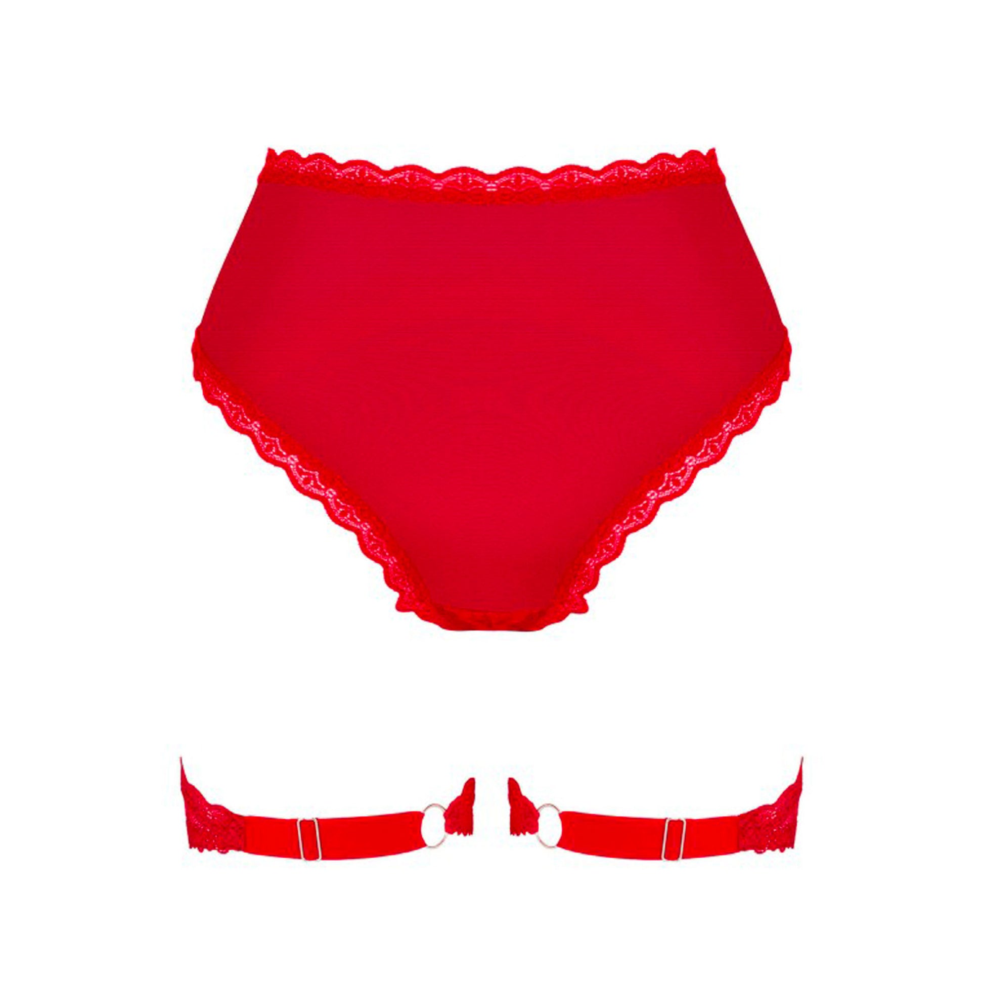 Red lace garter belt panties Belovya Obsessive  -  XL/2XL