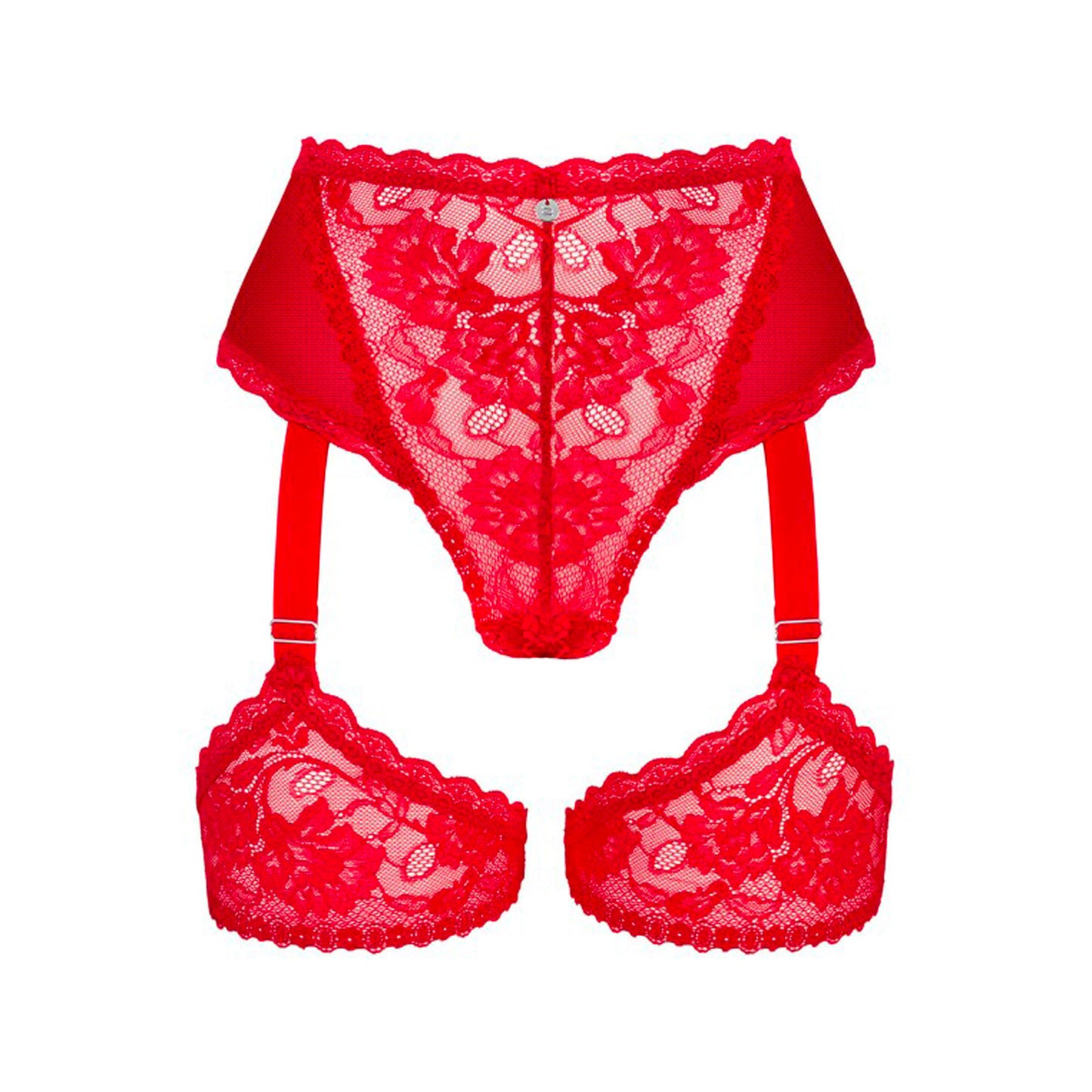 Red lace garter belt panties Belovya Obsessive  -  XL/2XL