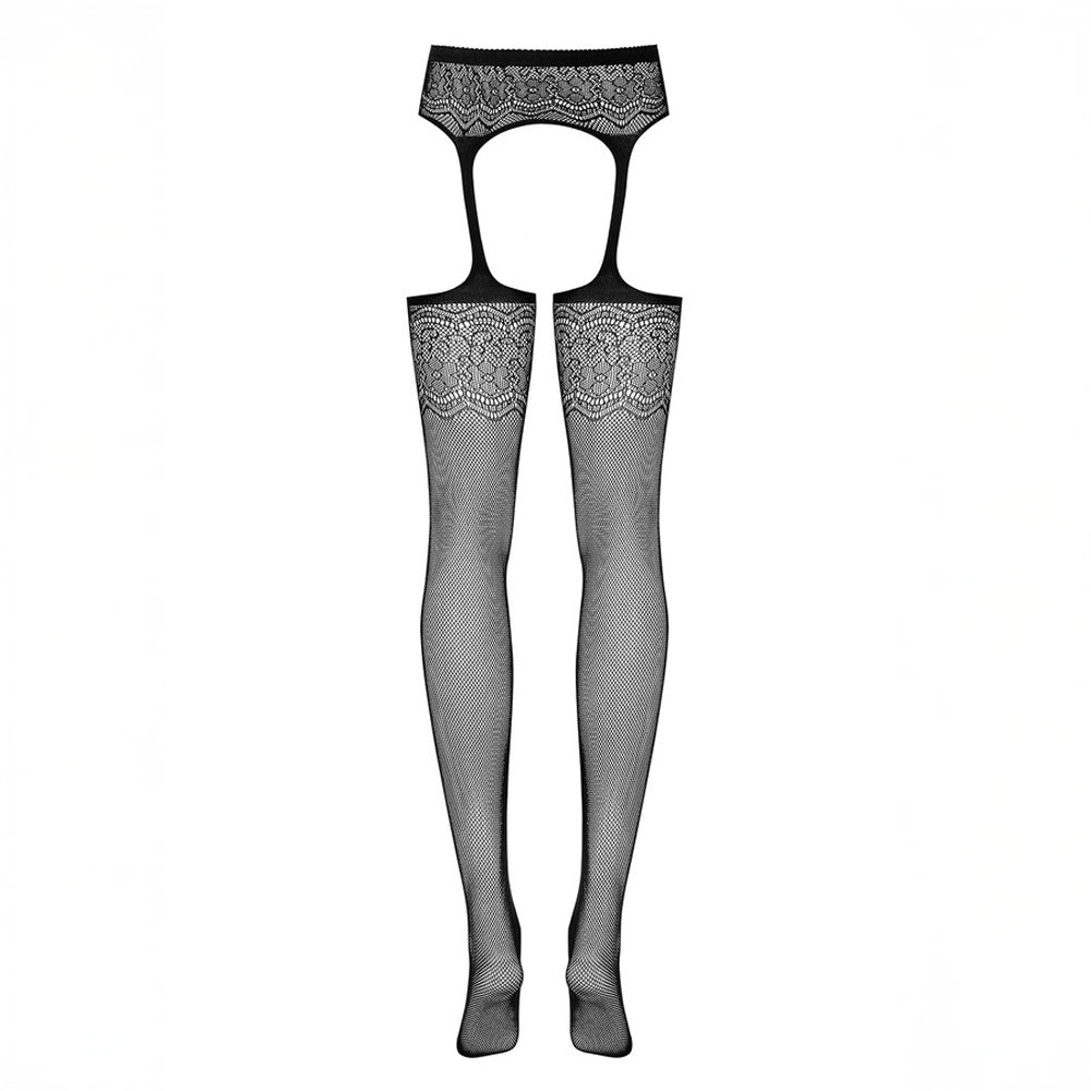 Collants effet porte-jarretelles floral Obsessive