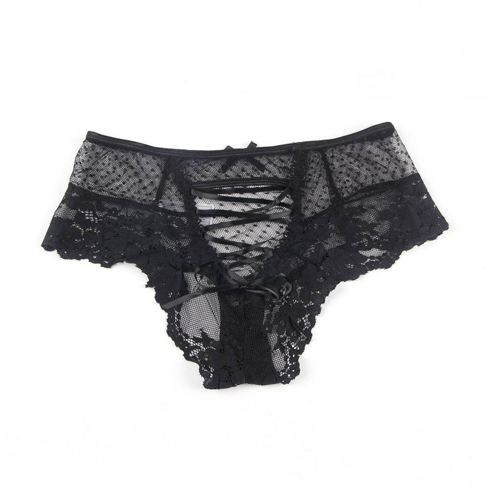 OhYeah Jazzy: Black lace high-waisted tanga thong