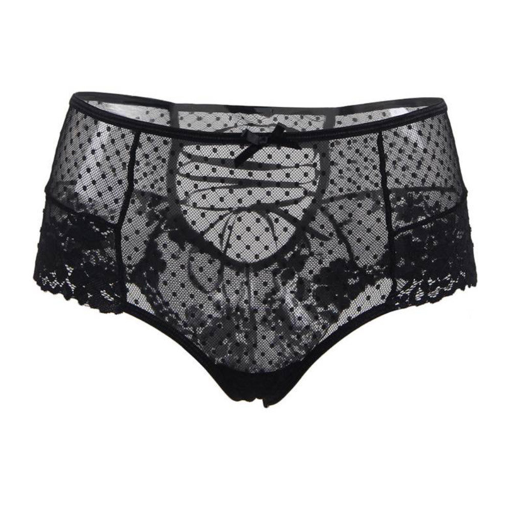 OhYeah Jazzy: Black lace high-waisted tanga thong