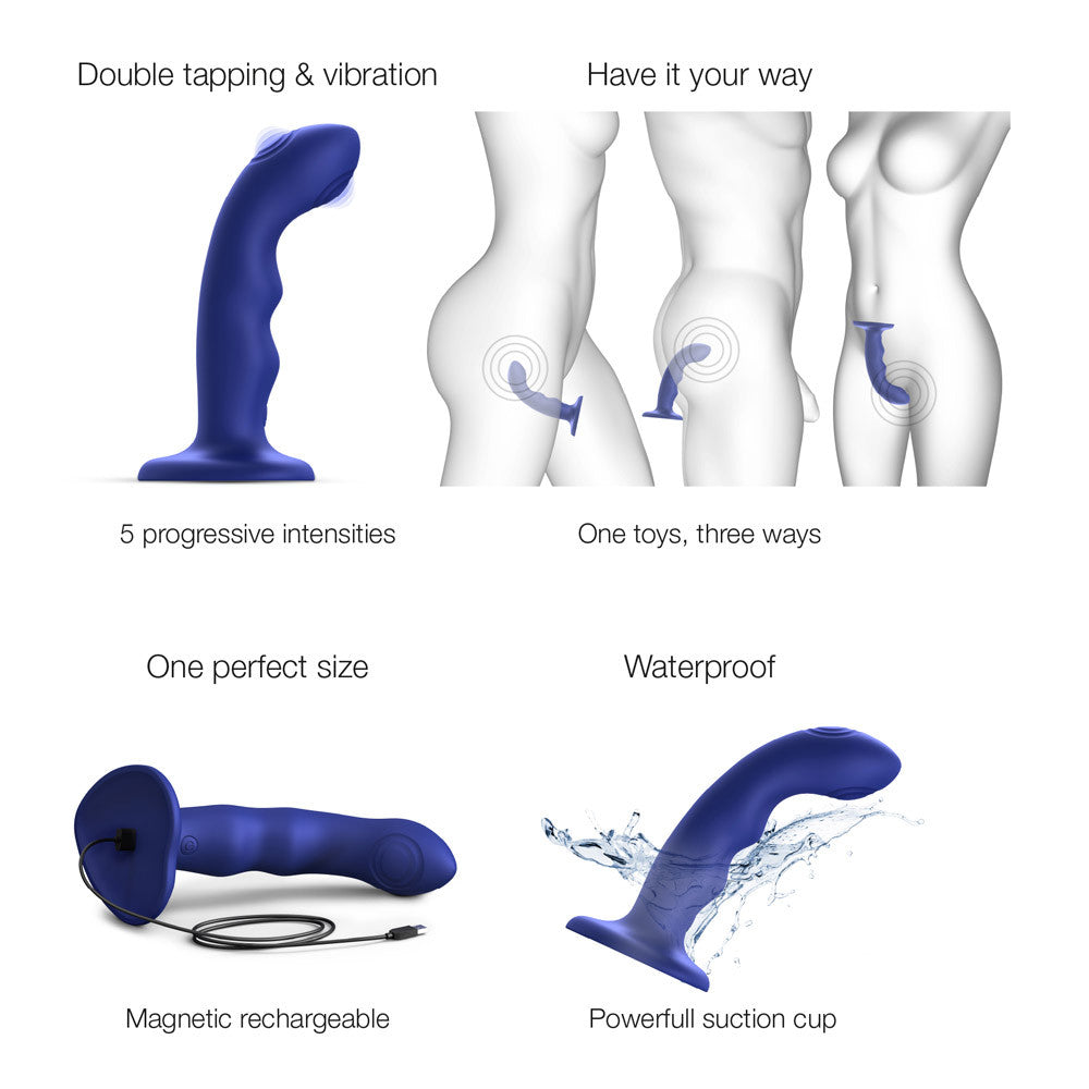 Tapping Dildo Wave Strap on Me - Blue