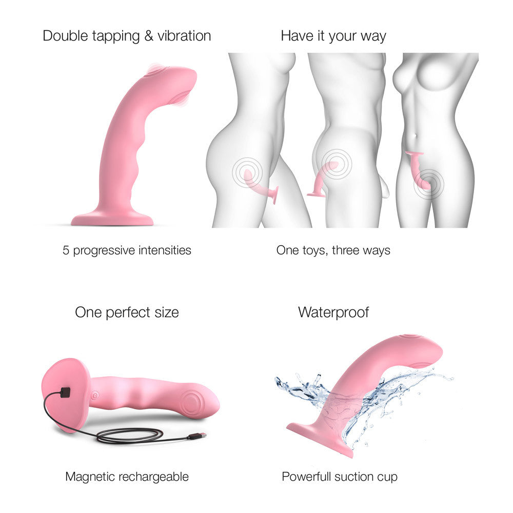 Tapping Dildo Wave Strap on Me - Pink