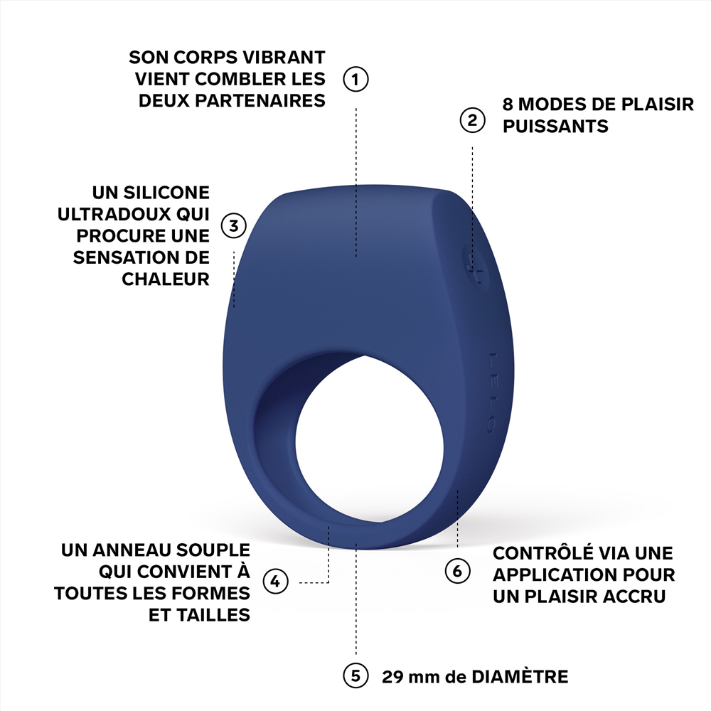 TOR 3 cockring vibrant de Lelo - Bleu foncé